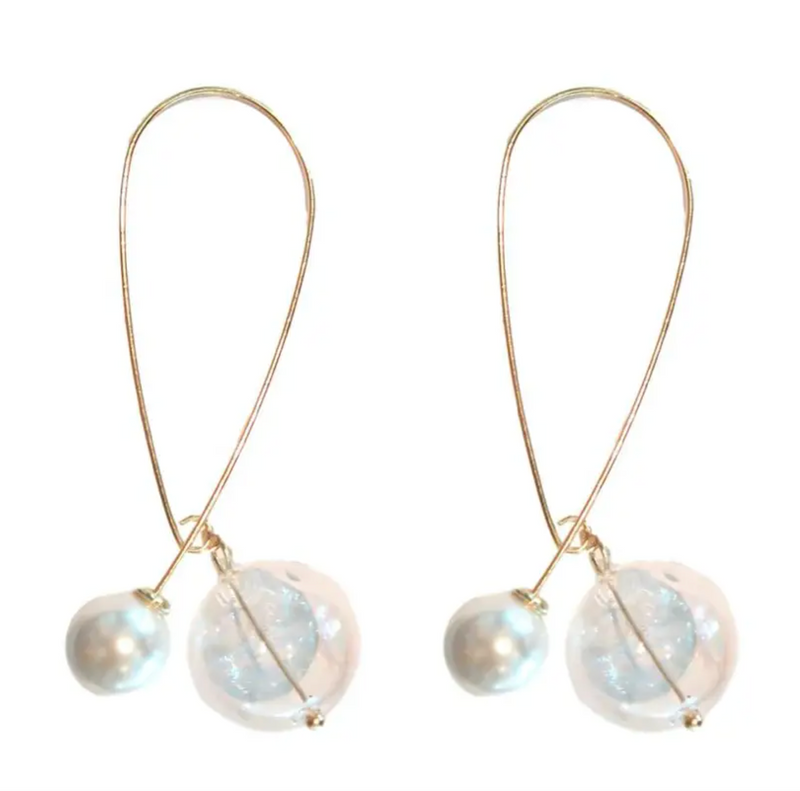 Pearl and Glass Statement Threader Earrings