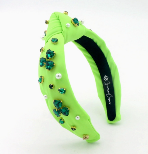 Child Size Lime Green Headband with Shamrock Crystal - Scout and