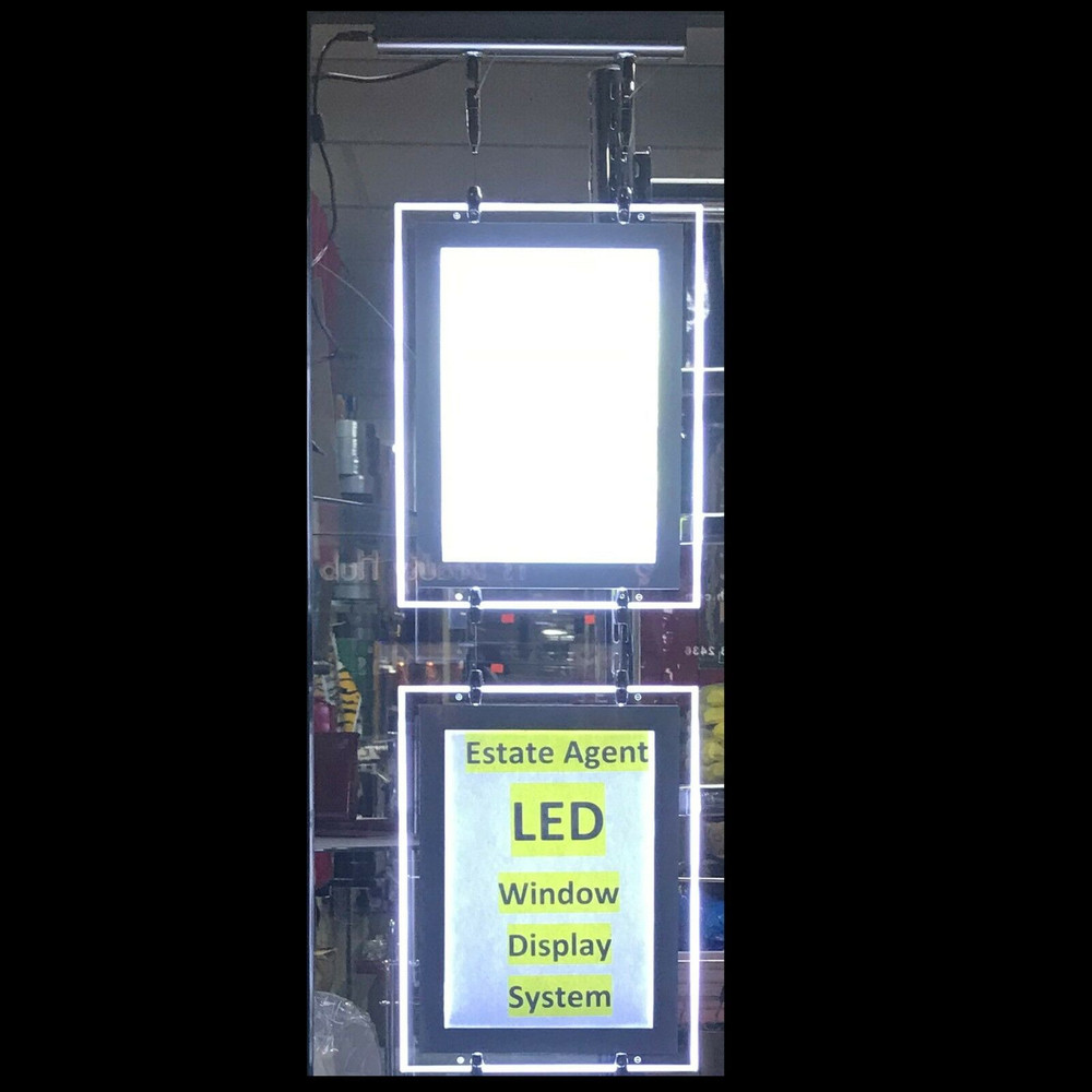 Two Panel Led Glass Window New Magnetic 2xA3 LED Double Side Window Light Pocket Panel Estate ...