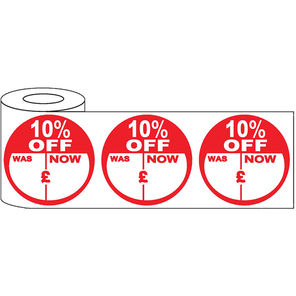 500x45mm Round Adhesive % Off Promo Stickers