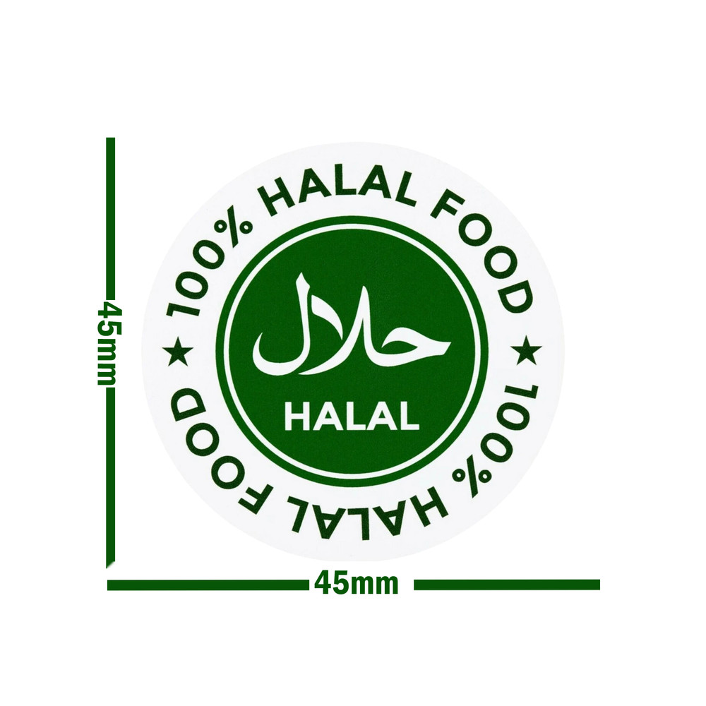 500x 100% Halal Food Stickers, Green Round 45mm Labels - Certified ...