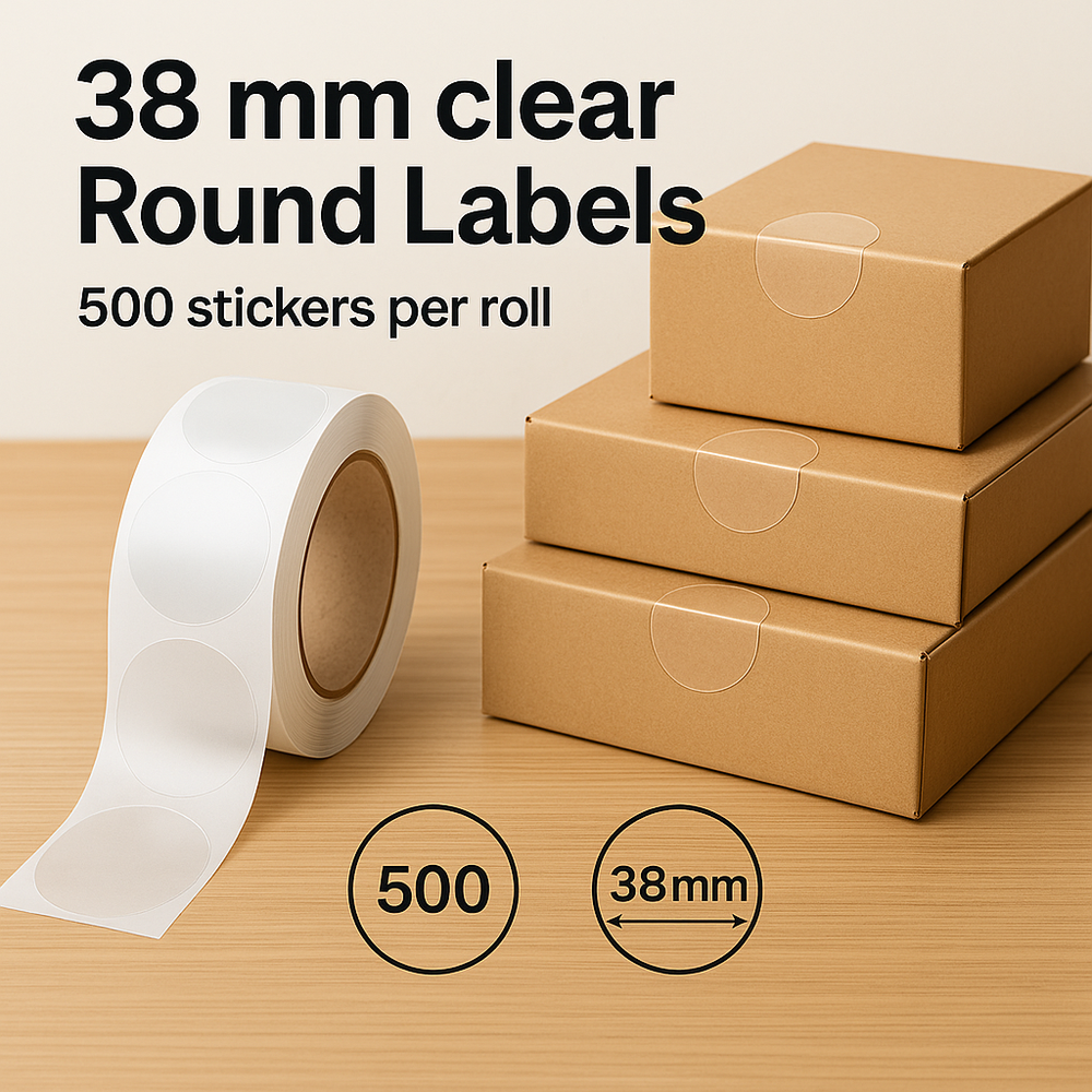 Clear Round Stickers – Tamper-Proof, 1″ (25 mm) Self-Adhesive 500stickers