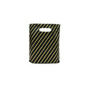 100X New Black And Gold Strong Plastic Carrier Bags Striped Shopping Retail Bags