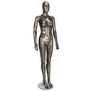 Female Faceless Egghead Display Mannequin – Gloss Pewter (inc stand)