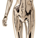 Female Plastic Display Mannequin – Upright Pose – Partial Feature Face – Chrome (inc stand)