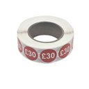 1000x 25mm £1-£30 Red Price Self Adhesive Stickers Sticky Labels For Retail Display