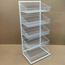 White 5 x Tier Single Side Display Baskets-65cm