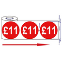 500x 45mm £11 Red Self Adhesive Round Price Stickers