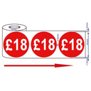 500x 45mm £18 Red Self Adhesive Round Price Stickers