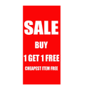 SALE BUY 1 GET 1 FREE CHEAPEST ITEM FREE Poster Window Display Sign-Pack of 3