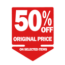% OFF ORIGINAL PRICE ON SELECTED ITEMS Double-Sided Hanging Sign