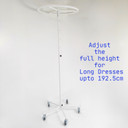 White Garment Rail Clothes Display Rack, Circular Fashion, Adjustable Height Stand