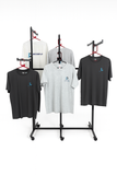 Heavy Duty 6-Way Straight Arm Clothing Rail – Adjustable Black Retail Display Stand with Castors & Brakes