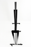 Heavy Duty 6-Way Straight Arm Clothing Rail – Adjustable Black Retail Display Stand with Castors & Brakes