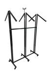 Heavy Duty 6-Way Waterfall Arm Clothing Rail – Adjustable Retail Display Stand on Wheels Adjustable Black Retail Display Stand with Castors & Brakes
