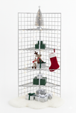 6ft Black /Chrome Corner Grid Mesh Display Unit With 4 Shelves– Heavy Duty