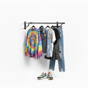 Gloss Black Wall-Mounted Clothes Rail – Sleek Heavy-Duty Steel Hanging Bar for Home & Retail Use