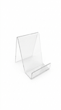 Clear Acrylic Book Display Stand / Easel with Lip – 75mm Wide – Brochure, Menu & Postcard Holder