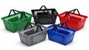 28 Litre Heavy Duty Retail Shopping Basket with Foldable Handles – Stackable HDPE Store Basket (5 Colours)