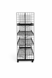 8ft H-Shape Grid Mesh Gondola Display Stand with Wheels – Double-Sided Retail Gridwall Merchandiser with Shelves