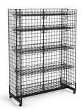 8ft H-Shape Grid Mesh Gondola Display Stand with Wheels – Double-Sided Retail Gridwall Merchandiser with Shelves