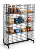 6ft H-Shape Grid Mesh Gondola Display Stand with Wheels – Double-Sided Retail Gridwall Merchandiser with Shelves