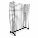 H-Shape Grid Mesh Gondola Display Stand with Baskets & Wheels – Double-Sided Retail Gridwall Merchandiser
