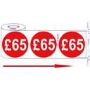 500x 45mm £65 Red Self Adhesive Round Price Stickers