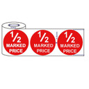 500x45mm Red Self-Adhesive Promotional Price Labels for Retail 1/2 Marked Price