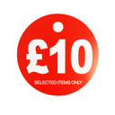 100x Round Sale Reduce Special Offer Card Hanger Swing £10 Ticket