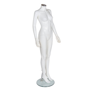 Female Plastic Headless Display Mannequin – White Matt (inc stand)