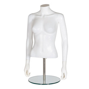 Female Plastic Display Mannequin With Arms Counter Top Torso- Matt White