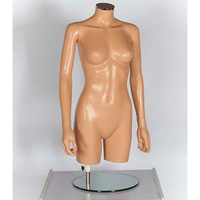 Female Fleshtone Plastic Headless Torso Mannequin With Arms
