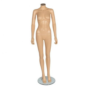 Female Plastic Headless Display Mannequin – Fleshtone (inc stand)