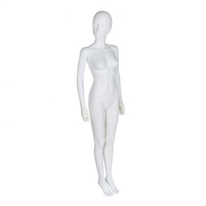 Female Plastic Display Mannequin – Upright Pose – Partial Feature – White Matt (inc stand)