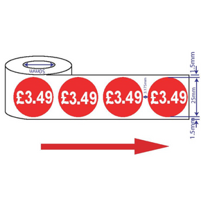 1000x 25mm £3.49 Red Price Self Adhesive Stickers Sticky Labels Swing Tag Labels For Retail