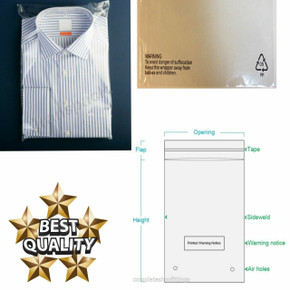 1000x T-shirt Garment Bags Clothing Cover Clear Polythene Polypropylene Textile Bag