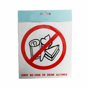 Shop/ Office/ Door/ Window/ Self Adhesive Sticker Label Sign -No food or drink allowed- inside/outside