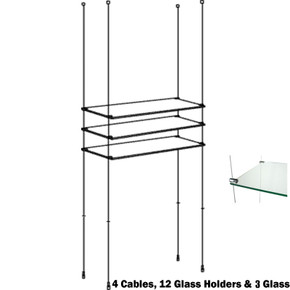 New Toughened Glass Cable Wire Shelves / Shelf Shopfittings / Retail Display - 3