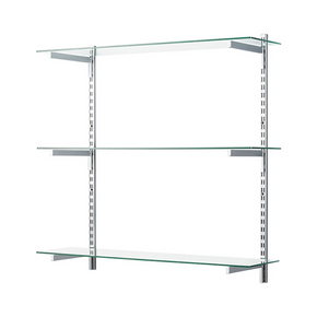 Glass Twin Slot Shelving Set - 15cm Width