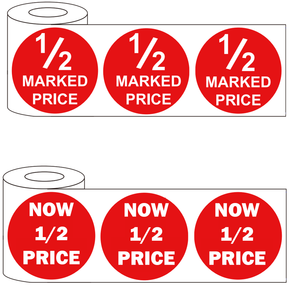 500x 45mm Round Adhesive Now 1/2 Price & 1/2 Marked Price Promotional Stickers