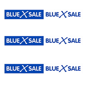 Horizontal BLUE X SALE Poster Window Display Sign-Pack of 3