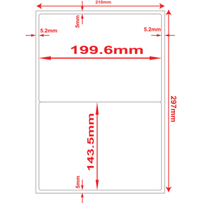 Multi-Purpose A4 White Self-Adhesive Labels - 2 Label Per Sheet