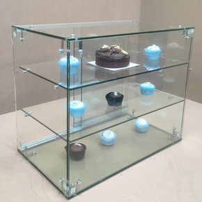 3 Tier Heavy Duty Countertop Ambient Glass Sweet Food Display Cabinet Case