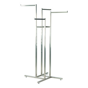 Chrome Clothes Rail Display Stand - 4 Straight Arms