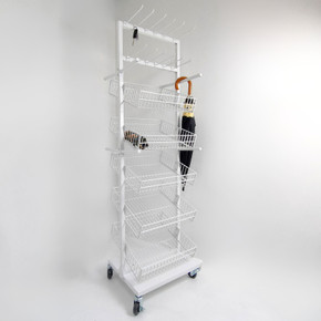 White Umbrella Stand Metal Floor Rack Display for Retail Stores keychain Stand