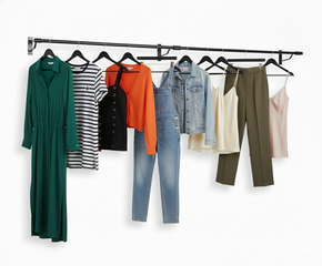 10ft Black Steel Clothes Rail – Heavy-Duty Wall Mounted Hanging Rail with 3 Brackets – Stylish & Strong for Home or Retail