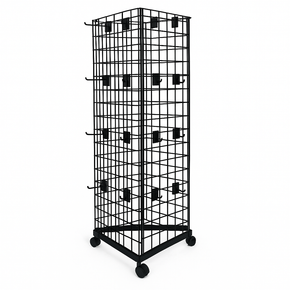 4ft Black Three-Way Grid Mesh Stand With Euro Hooks Included 75x