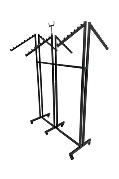 Heavy Duty 6-Way Waterfall Arm Clothing Rail – Adjustable Retail Display Stand on Wheels Adjustable Black Retail Display Stand with Castors & Brakes Heavy Duty 6-Way Waterfall Arm Clothing Rail – Adjustable Retail Display Stand on Wheels Adjustable Black Retail Display Stand with Castors & Brakes