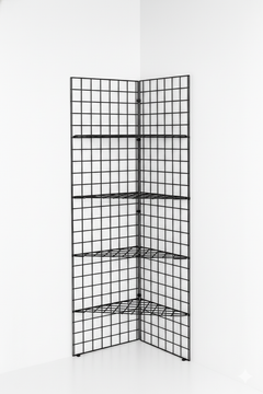 6ft Black /Chrome Corner Grid Mesh Display Unit With 4 Shelves– Heavy Duty